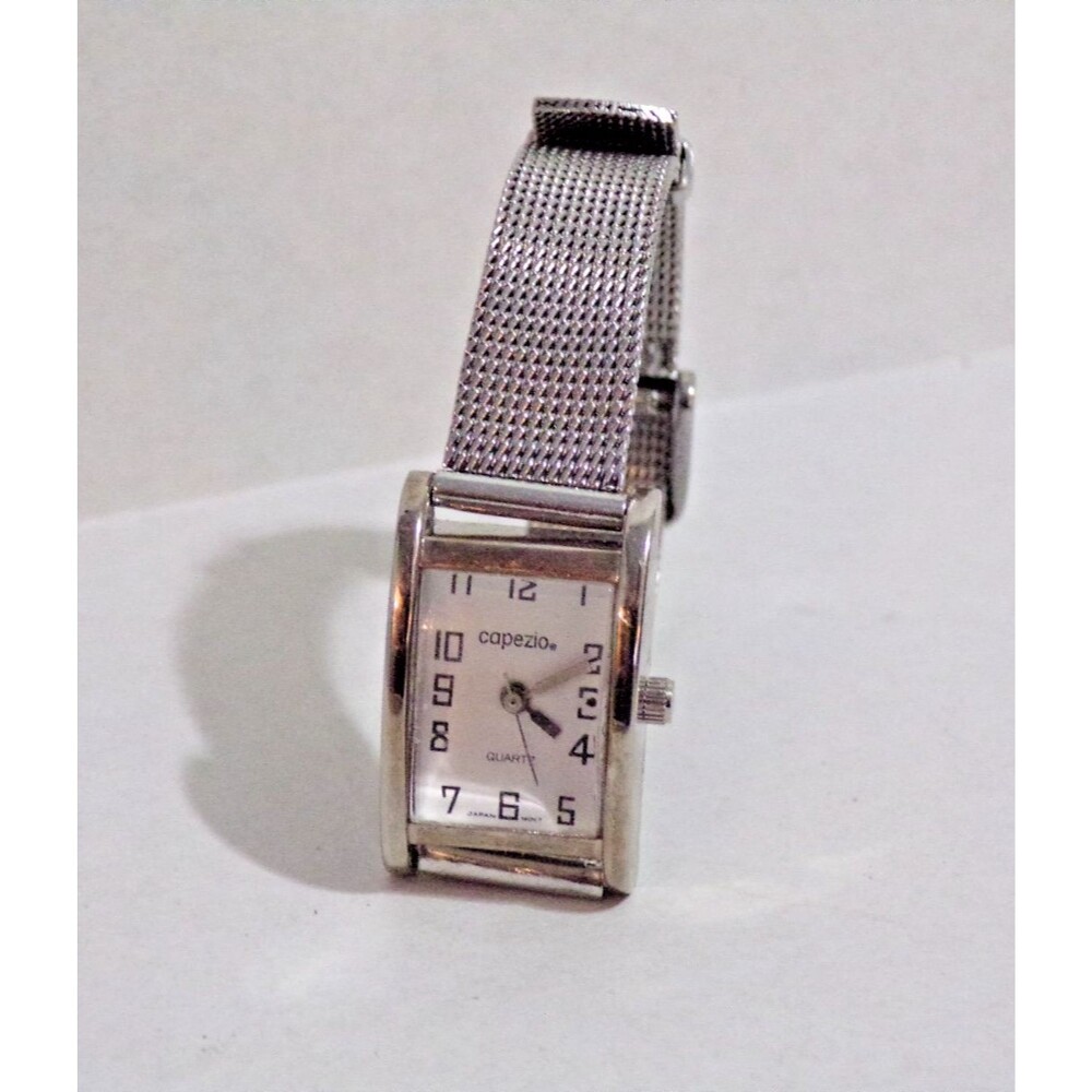 Cupezio Elegant Chainmail Mesh Silver Stainless Steel Rhodium Women's WristWatch